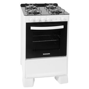 Fogão de Piso Suggar 4 Bocas Cook Glass Branco – Bivolt