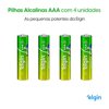 Pilha Alcalina, Elgin, Palito AAA, Blister com 4 - Foto 4
