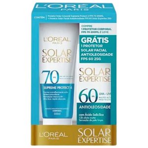 KIT SOLAR EXPERTISE CORPORAL + PROTETOR FACIAL ANTIOLEOSIDADE