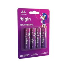 Pilha recarregável AA 2500Mah Elgin com 4 unidades Comum